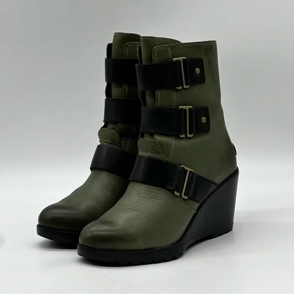 Sorel Olive and Black Heeled Boots - Picture 3 of 9